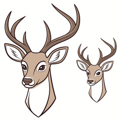 Stylized Deer Heads with Antlers