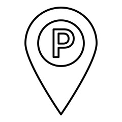 parking location line icon with editable stroke