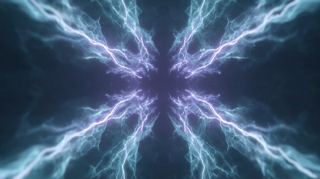 Dynamic Electric Energy Field Displaying Abstract Light and Power Beams