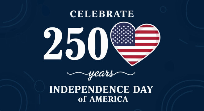 Modern USA 250 Typography - 250 Years of Freedom 2026 Graphic. Dynamic and modern typography for the 250 years anniversary of the USA.
