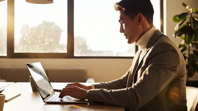 A businessman rubs his eyes while working indoors, reflecting screen fatigue, glare and headaches in the modern workstation environment.