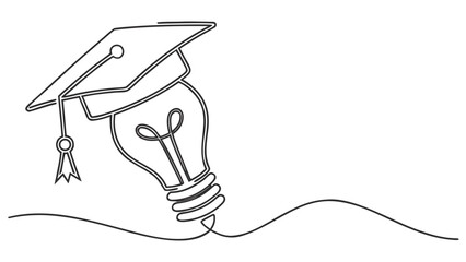 Obraz premium Graduation cap on lightbulb for innovative education ideas