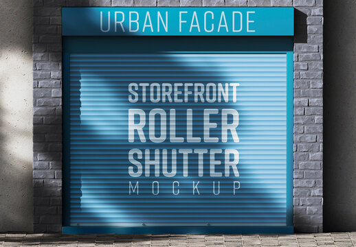 Storefront Roller Shutter Mockup for Business Facade Branding