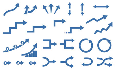 ネイビー単色太線ビジネス図解用矢印セット
