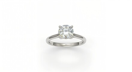 Naklejka premium Solitaire Diamond Ring Isolated on White Background