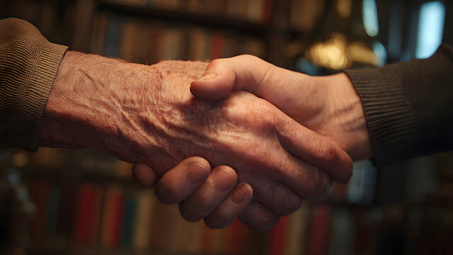 image of senior gentleman's arthritic hands resting on laptop trackpad at oak desk filtering through window, ultra detailed on palms, real shadows