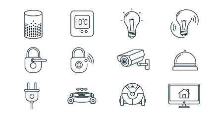 Smart Home Technology Icons Set: Automation, Security, Convenience