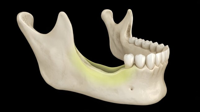 Mandibular Jaw Bone Recession After Molar Tooth Loss &ndash; Medically Accurate 3D Dental Illustration