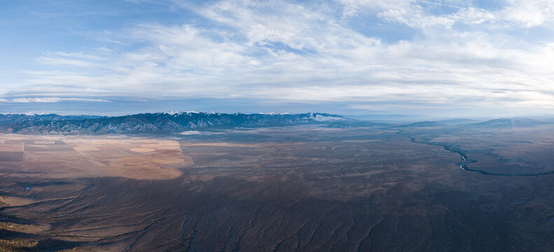 Desert Landscape Panorama Aerial View, Rio Grande Gorge, American Southwest, New Mexico