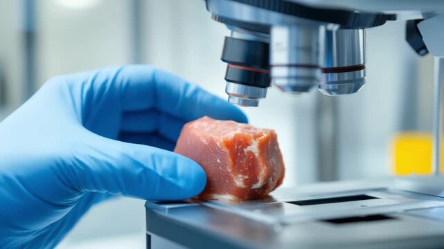 Lab analysis of meat sample using advanced microscope technology