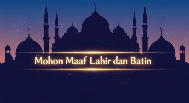 Mohon Maaf Lahir dan Batin - Islamic New Year Greeting Illustration