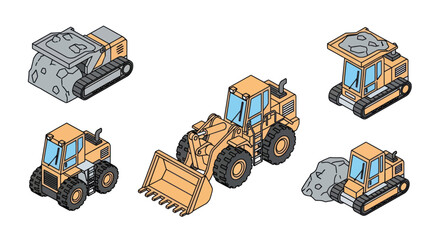 Heavy Machinery Equipment Vehicles for Construction. © Mas