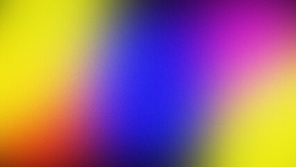 Fototapeta premium Vibrant Multicolor Grainy Gradient Background Blending Yellow Blue Purple and Red with Noise Texture