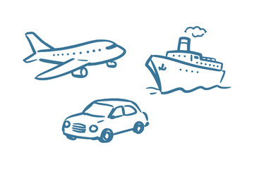 Transport plane ship car doodle sketch vector illustration © Victoria