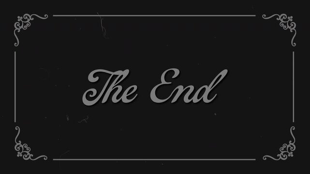 silent movie caption cards showing The End text animation