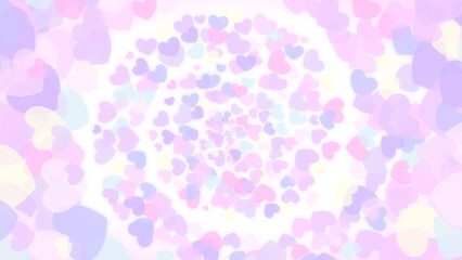 カラフルなハートが渦巻く可愛い背景