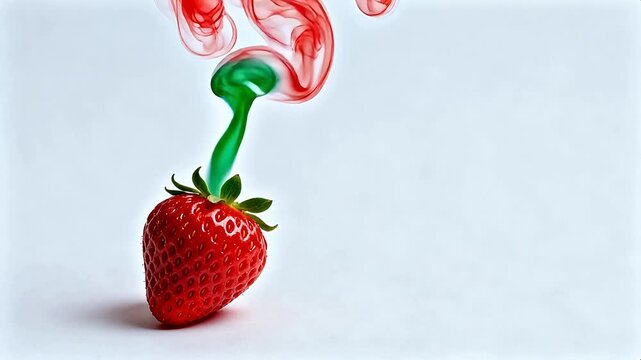 Strawberry with colorful smoke