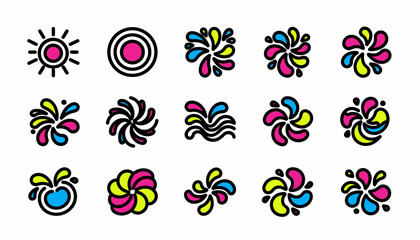 Fototapeta premium Colorful Abstract Shapes and Icons Set