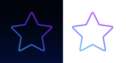 Obraz premium Neon gradient stars float in vibrant abstract composition. Smooth glowing edges highlight modern futuristic aesthetics. Ideal transparent PNG for posters, banners, and UI overlays. PNG