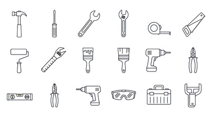 Fototapeta premium Set of Hand Tools and Power Tools Icons - Vector Illustration