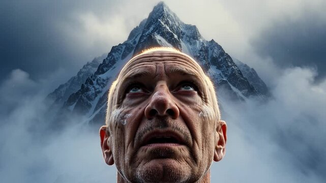 Man in Front of Mountain in Collage of Three Frames