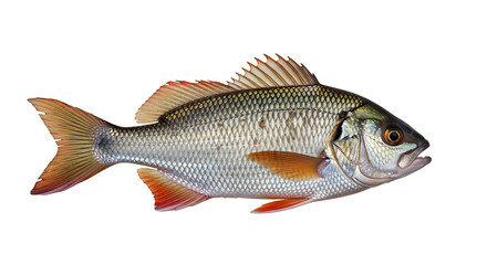 Obraz premium Fresh Silver and Orange Fish Isolated on a Clean White Background