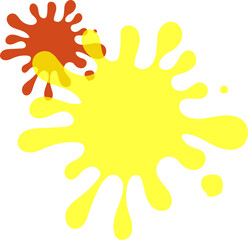 Obraz premium Explosion of yellow and red paint splatters on white background.