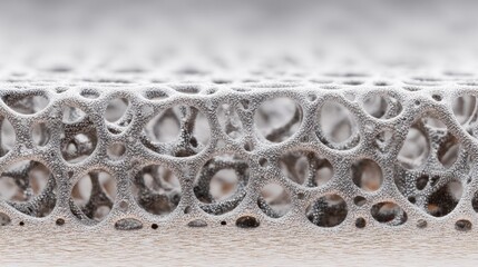 Closeup titanium lattice aerospace component testing visual of D printed porous mesh optimized for weight reduction and structural efficiency, metallic grey finish, engineered topology for fatigue