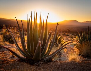 aloe vera plant sunrise desert nature