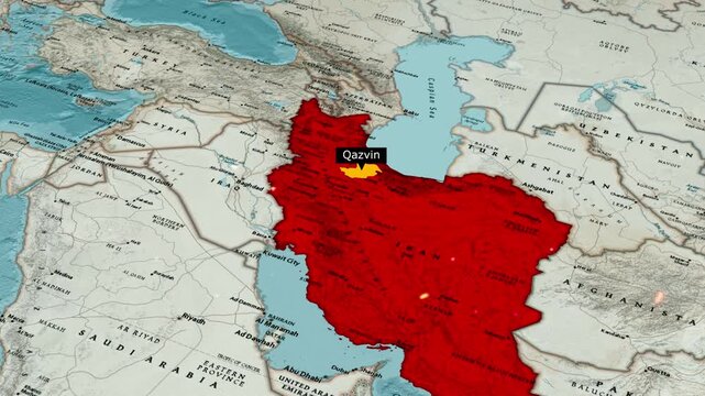 Strategic Map Highlighting Qazvin Province Iran Located in North Central Regional Geography