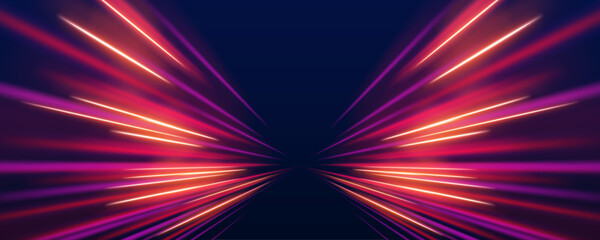 Fluid neon currents weave across a shadowed digital horizon. Electric tones of blue and pink glow with subtle intensity. The scene conveys motion, depth, and modern visual energy. © Ole moda