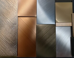 metallic surface samples in various finishes and textures