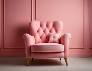 bright pink armchair against soft pink background for modern decor