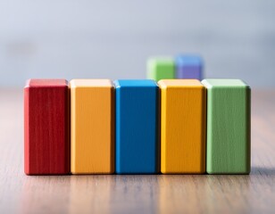 colorful wooden blocks arranged in a row