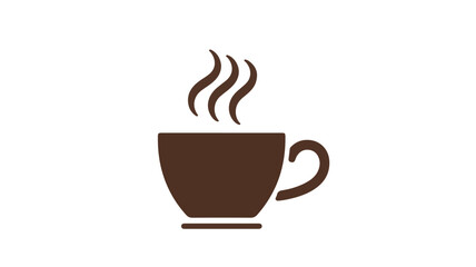 Vector illustration of a coffee cup with steam rising from it, a simple design element for cafes, modern, flat style