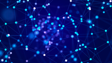 Big data transfer. Abstract background with dots and lines. Network connection structure. 3D rendering.