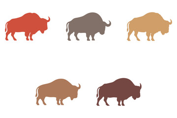 Obraz premium Collection of Buffalo Silhouette Illustration