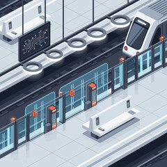 Modern Subway Train at Station Platform. © Dion