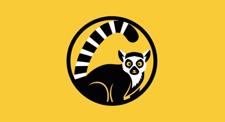 Stylized Lemur Logo on Yellow Background © anindya