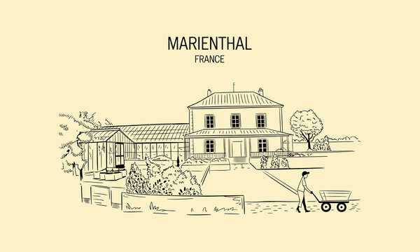 Marienthal France Countryside House with Greenhouse and Gardener country house estate