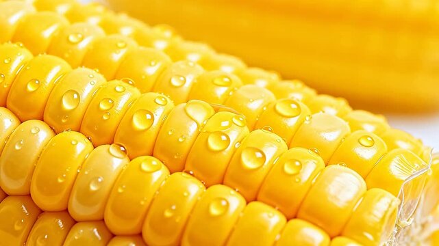 Closeup of corn with water droplets