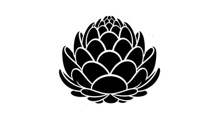 A striking black and white silhouette of an artichoke showcasing its layered and textured form high quality professional © arfanah02