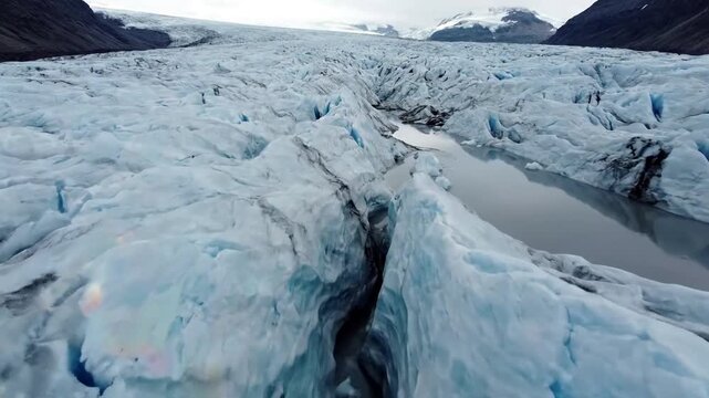 Glacial Iridescence Capturing the subtle play of light and color on ancient ice.