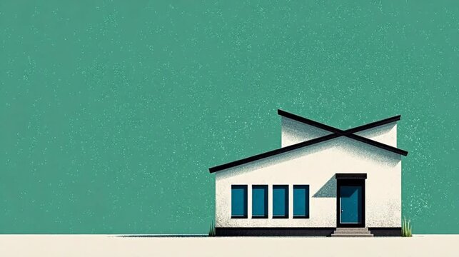 Modern house against teal sky