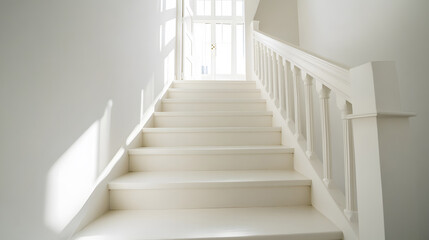 Bright and Minimalist White Staircase in Interior