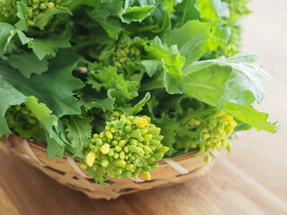 ざるに盛った菜の花