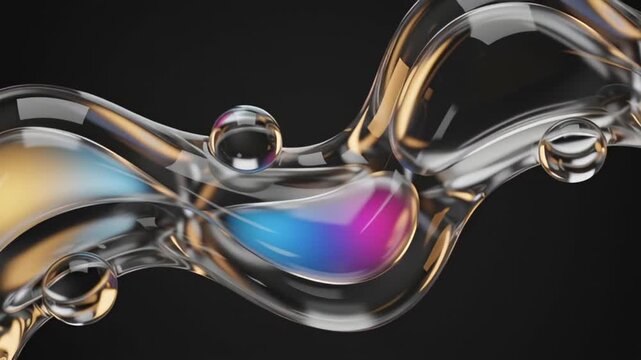 Glass object with colorful bubbles inside.
