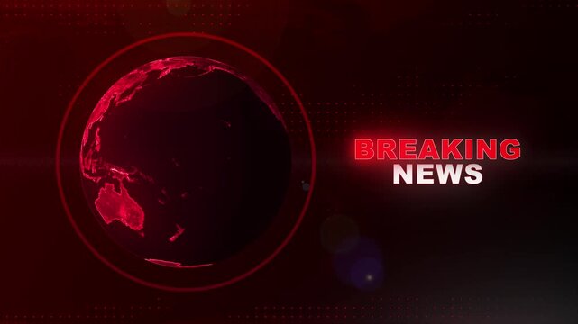 Breaking News with Red Globe and Text Overlay for Urgent Broadcasts and Alerts news urgent broadcast