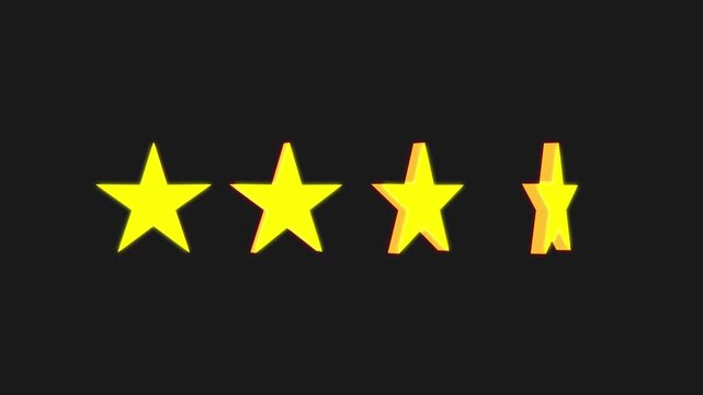 Glowing Yellow Star Ratings on Black Background for Reviews and Rankings glowing yellow stars review ranking symbols