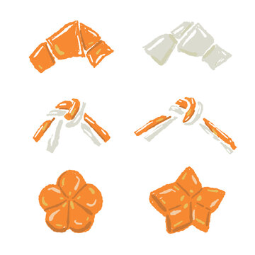 Decorative Cut Carrots and Radish Set Illustration